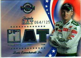 2008 Wheels American Thunder Triple Hat #TH7 Dale Earnhardt Jr. Triple Driver-Worn Hat Swatch Card Serial #064/125 