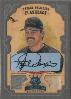 2004 Diamond Kings DK Combos Framed Platinum Grey #155 Rafael Palmeiro FB Bat-Jsy