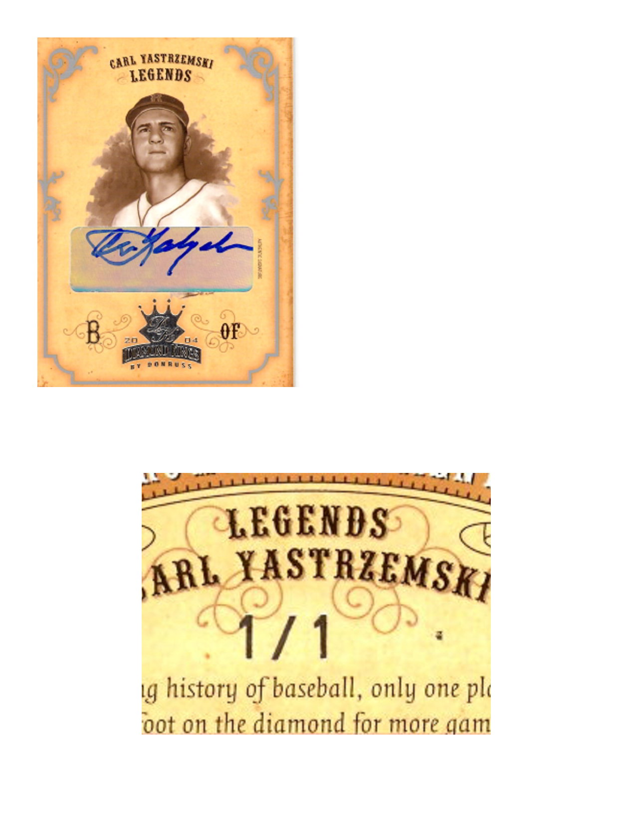 2004 Diamond Kings DK Signatures Silver Sepia #161 Carl Yastrzemski LGD/1