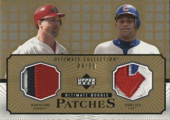2002 Ultimate Collection Patch Card Double Gold #MS Mark McGwire/Sammy Sosa