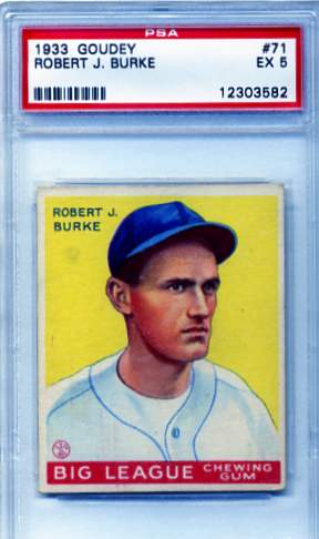 1933 Goudey #71 Robert J. Burke RC