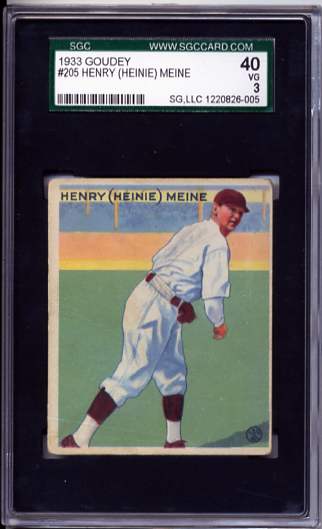 1933 Goudey #205 Heinie Meine RC