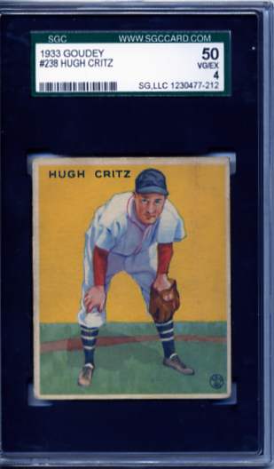 1933 Goudey #238 Hugh Critz FIELD RC