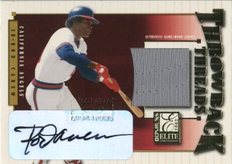 2002 Donruss Elite Throwback Threads Autographs #49 Rod Carew Angels/10