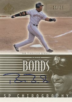 2002 SP Authentic Chirography Gold #BB Barry Bonds/25
