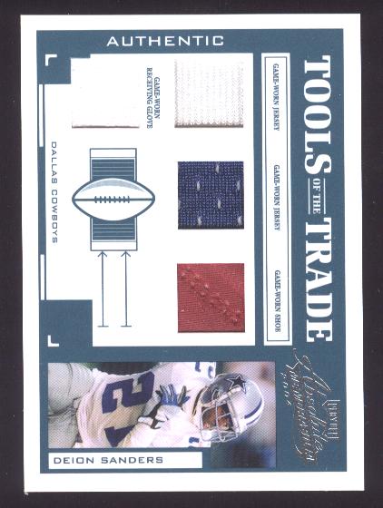 2004 Absolute Memorabilia Tools of the Trade Material Quads #TT97 Deion Sanders J-J-S-G