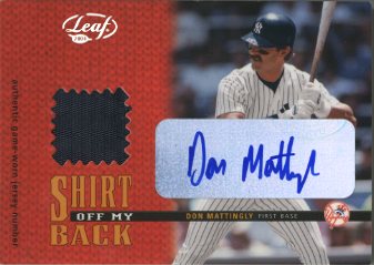 2004 Leaf Shirt Off My Back Jersey Number Patch Autographs #5 Don Mattingly