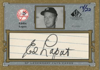 2001 SP Legendary Cuts Autographs #CEL Eddie Lopat/22