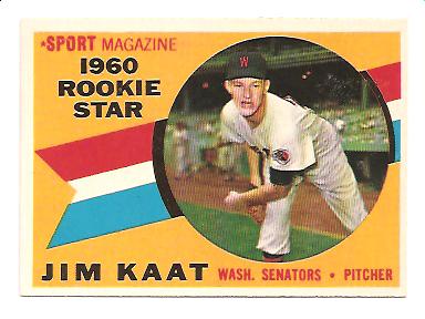 1960 Topps #136 Jim Kaat RC NM Actual scan front image