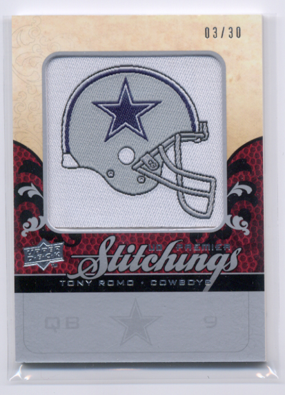 2008 Upper Deck Premier Stitchings Team Logo/NFL Draft Silver #PSRO Tony Romo