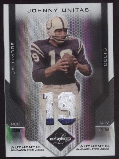 2007 Leaf Limited Threads Prime Jersey Number #155 Johnny Unitas/19