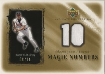 2001 Ultimate Collection Magic Numbers Game Jersey Gold #MNCJ Chipper Jones