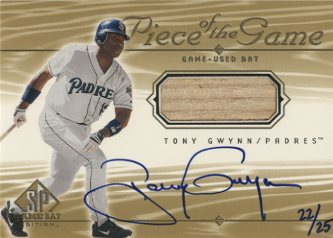 2001 SP Game Bat Edition Piece of the Game Autograph Gold #STGW Tony Gwynn
