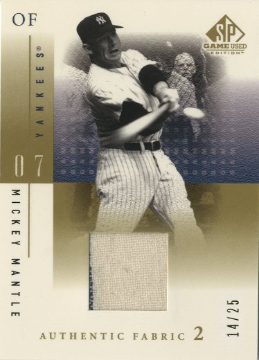 2001 SP Game Used Edition Authentic Fabric 2 #MM Mickey Mantle