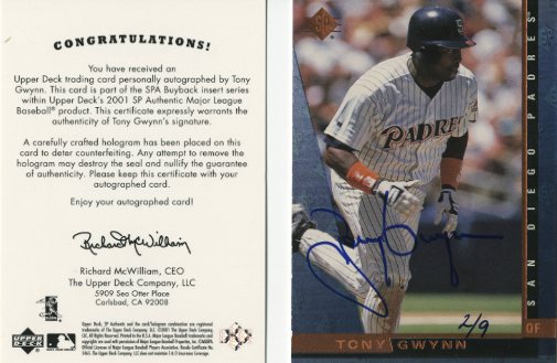 2001 SP Authentic BuyBacks #41 Tony Gwynn 97/9