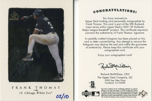 2001 SP Authentic BuyBacks #102 Frank Thomas 98/10