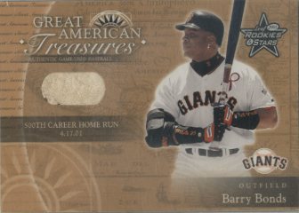 2001 Leaf Rookies and Stars Great American Treasures #GT12 B.Bonds 500 HR Ball/25 *
