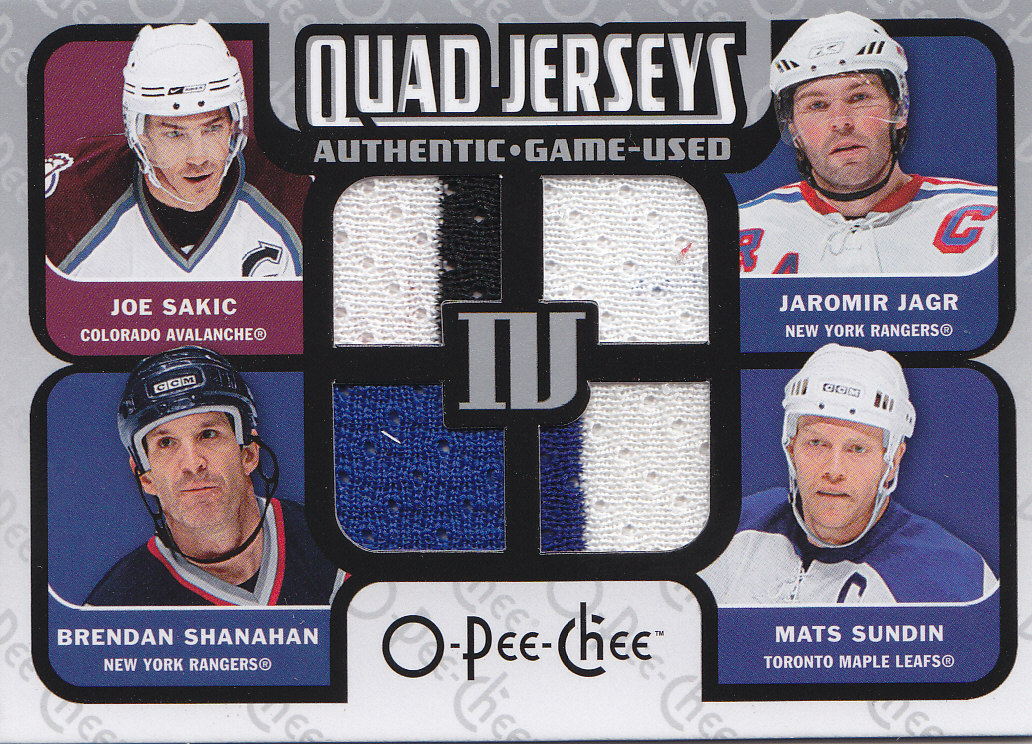 2007-08 O-Pee-Chee Materials Quad #QMSJSS Joe Sakic/Brendan Shanahan/Jaromir Jagr/Mats Sundin
