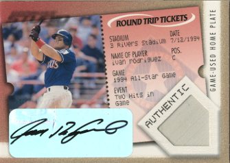 2001 Studio Round Trip Tickets #RT19 Ivan Rodriguez AU