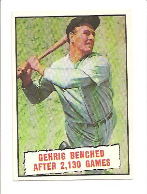 1961 Topps #405 Lou Gehrig Streak