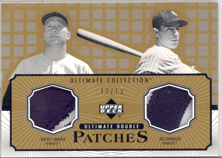 2002 Ultimate Collection Patch Card Double Gold #MD Mickey Mantle/Joe DiMaggio/13