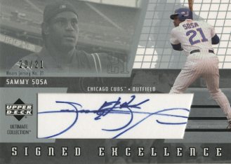 2002 Ultimate Collection Signed Excellence #SS4 Sammy Sosa/21