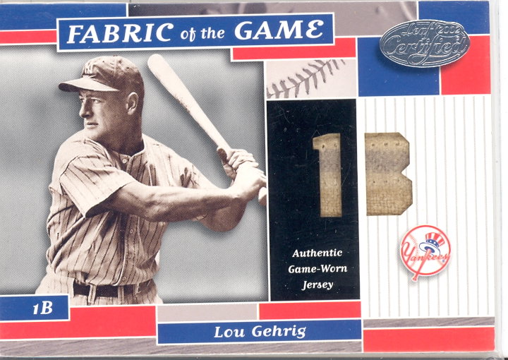 2002 Leaf Certified Fabric of the Game #6PS Lou Gehrig/10