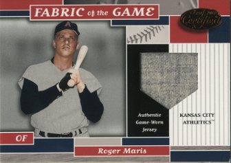 2002 Leaf Certified Fabric of the Game #8BA Roger Maris A's/10
