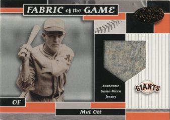 2002 Leaf Certified Fabric of the Game #10BA Mel Ott/5
