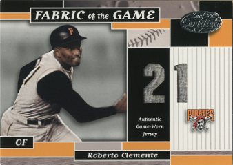 2002 Leaf Certified Fabric of the Game #41JN Roberto Clemente/21