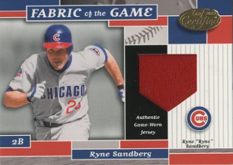 2002 Leaf Certified Fabric of the Game #44IN Ryne Sandberg Ryno/5