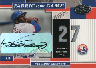 2002 Leaf Certified Fabric of the Game #140JNA Vladimir Guerrero AU/5