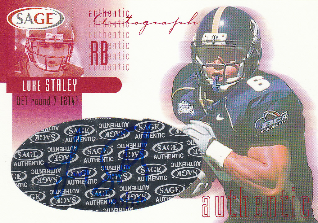 2002 SAGE Autographs Red #A38 Luke Staley/750