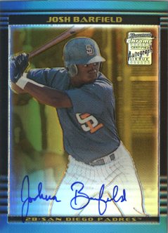2002 Bowman Chrome Gold Refractors #390 Josh Barfield AU A