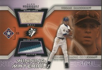 2002 SPx Winning Materials Ball Patch Combos #PCAR Alex Rodriguez
