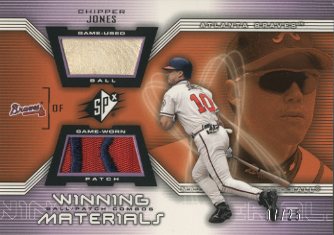 2002 SPx Winning Materials Ball Patch Combos #PCCJ Chipper Jones