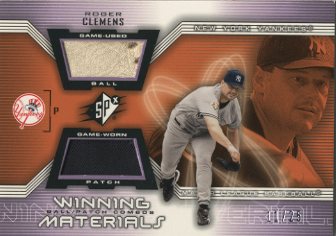 2002 SPx Winning Materials Ball Patch Combos #PCRC Roger Clemens