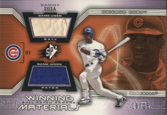 2002 SPx Winning Materials Ball Patch Combos #PCSS Sammy Sosa