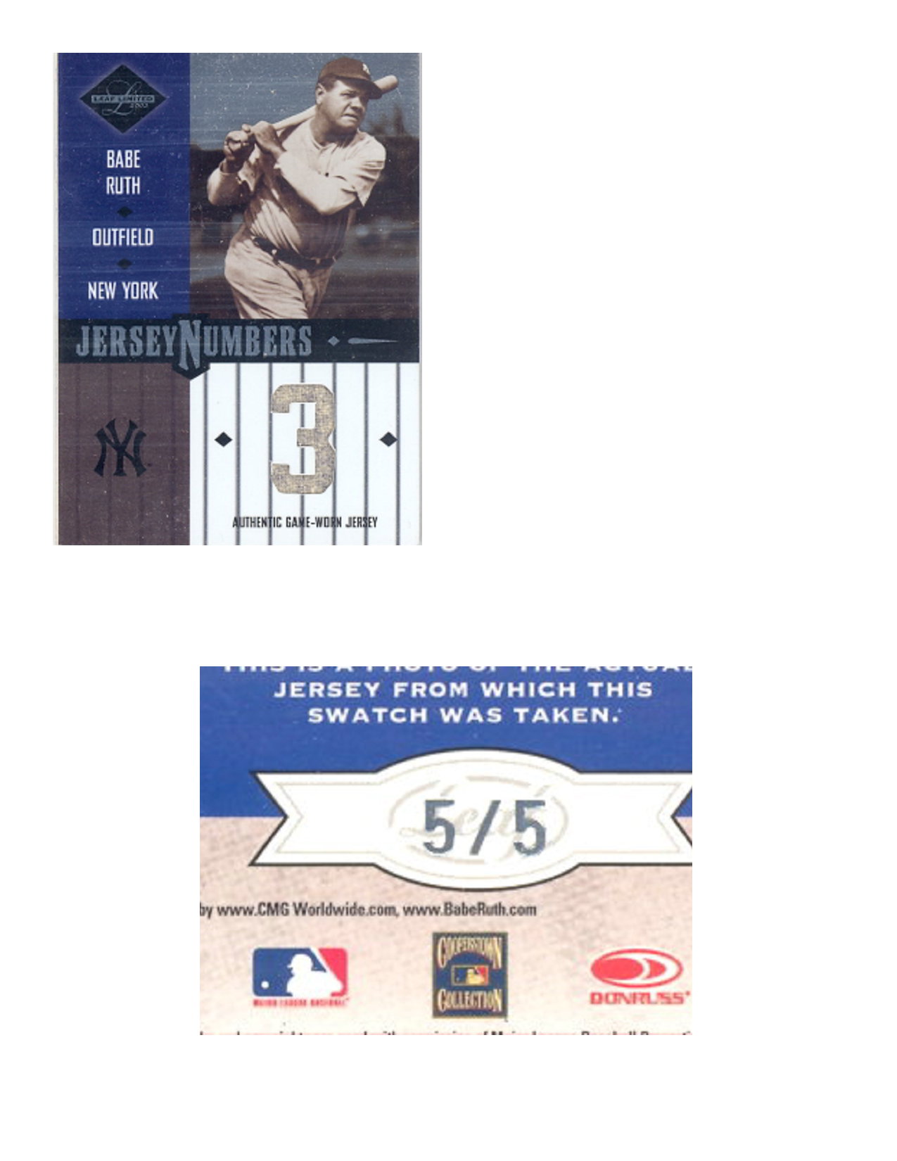 2003 Leaf Limited Jersey Numbers #17 Babe Ruth/5
