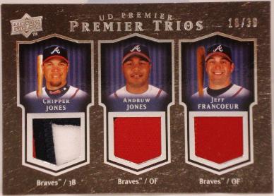 2008 Upper Deck Premier Trios Patches #JJF Chipper Jones/Andruw Jones/Jeff Francoeur