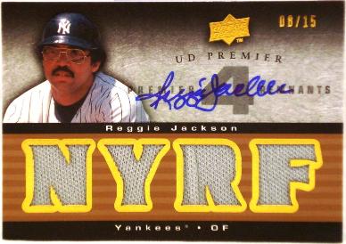 2008 Upper Deck Premier Remnants Quad Autographs #RJ Reggie Jackson
