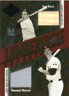 2003 Leaf Limited Lumberjacks Bat-Jersey Black #41B Yogi Berra Bat/Thurman Munson Jsy/5