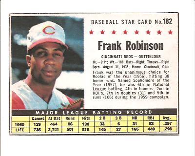 1961 Post #182B Frank Robinson BOX