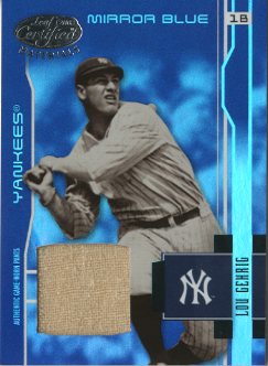 2003 Leaf Certified Materials Mirror Blue Materials #202 Lou Gehrig RET Pants/10