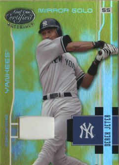 2003 Leaf Certified Materials Mirror Gold Materials #121 Derek Jeter Base