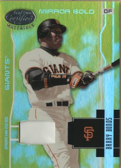2003 Leaf Certified Materials Mirror Gold Materials #161 Barry Bonds Base