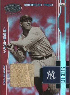 2003 Leaf Certified Materials Mirror Red Materials #202 Lou Gehrig RET Pants/15