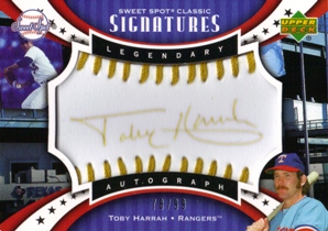 2007 Sweet Spot Classic Signatures Gold Stitch Black Ink #TH Toby Harrah/99