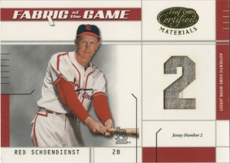 2003 Leaf Certified Materials Fabric of the Game #6JN Red Schoendienst JN/2