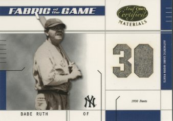 2003 Leaf Certified Materials Fabric of the Game #13JY Babe Ruth Pants JY/30